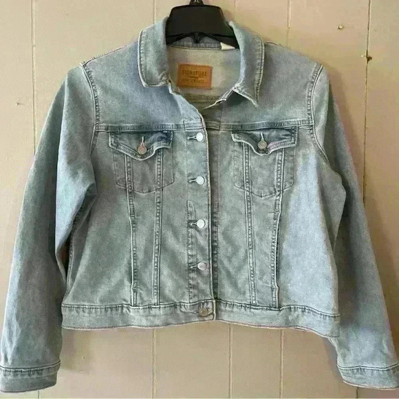 LEVI'S Signature Gold Denim Blue Jean Trucker Jacket ~ Women's Plus Size XXL - Picture 1 of 6